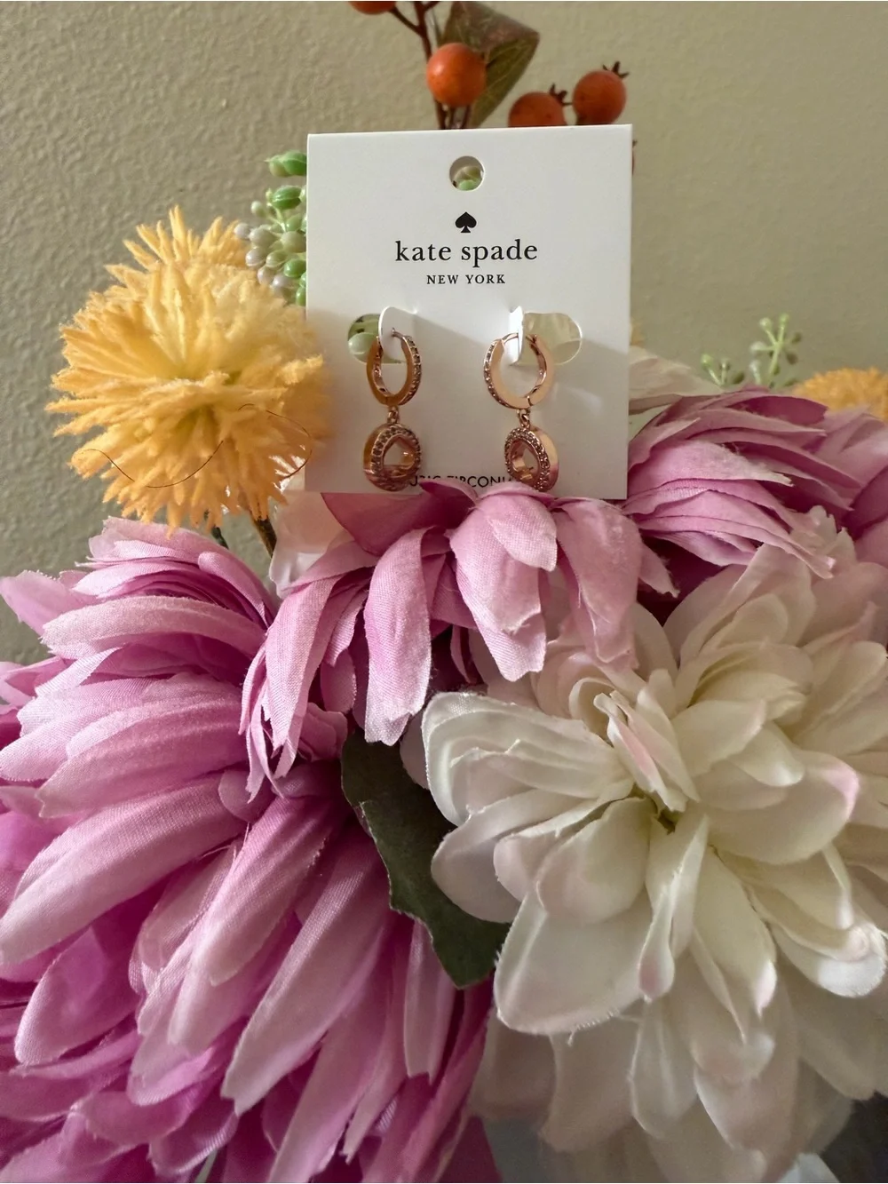 kate spade Rose Gold Pave Double Drop Earrings